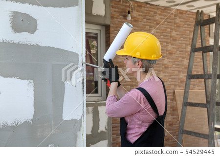 House renovation, polystyrene wall insulation House renovation, polystyrene wall insulation 54529445