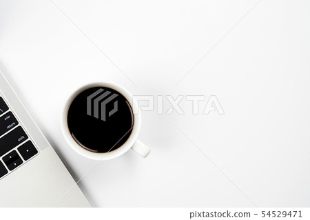 White office work space desk table with laptop and White office work space desk table with laptop and 54529471