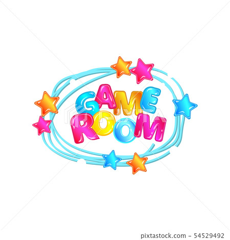 Children's game room banner with letters and stars vector illustration isolated. 54529492