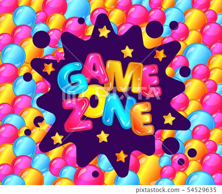 Game zone fun poster for kids entertainment area, play room ad for child activity park 54529635