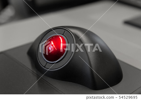 Red trackball, close up photo Red trackball, close up photo 54529695