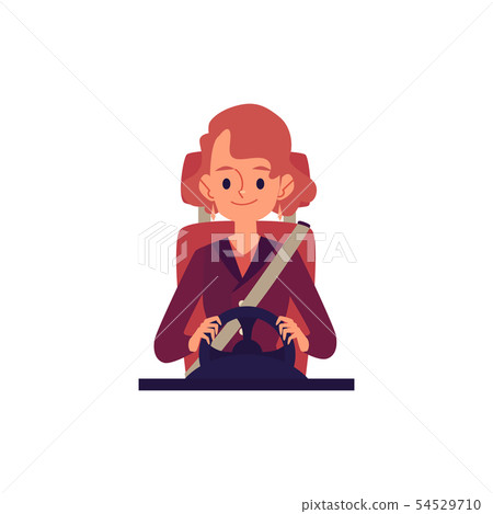Female car driver sitting behind steering... - Stock Illustration  [54529710] - PIXTA