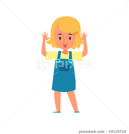 Little girl grimaces character of kids bad behavior vector illustration isolated. 54529729