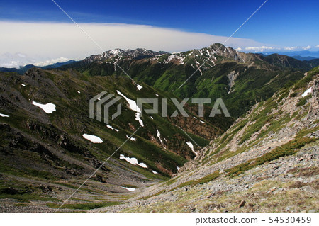 Southern Alps Shiramine Miyama Tent Longitudinal View Arakawa Miyama, Akaishidake, and Mt. 54530459