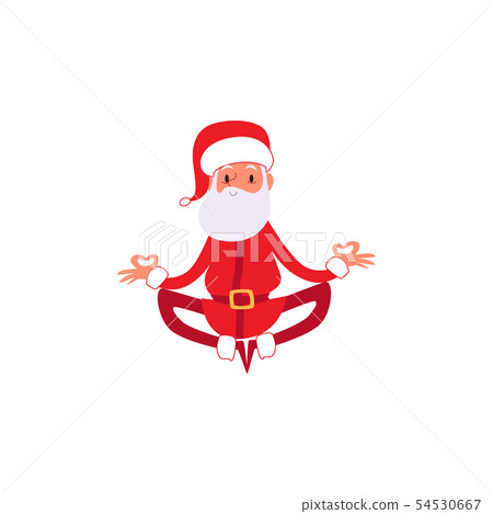 Christmas or New Year Santa Claus in the yoga pose flat vector illustration isolated. Christmas or New Year Santa Claus in the yoga pose flat vector illustration isolated. 54530667
