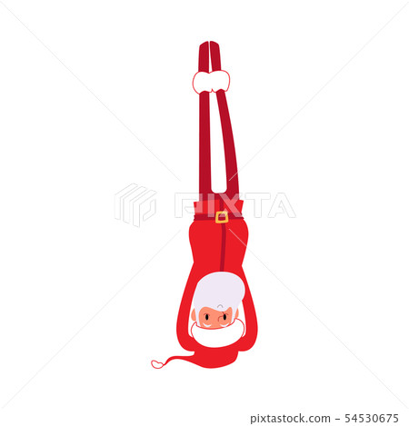 Christmas Santa stands in the yoga pose the flat vector illustration isolated. Christmas Santa stands in the yoga pose the flat vector illustration isolated. 54530675
