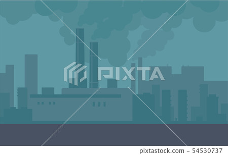 Air pollution in the city pipes of plants and factories. 54530737