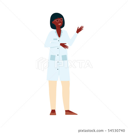 African female medical doctor standing and gesticulating cartoon style 54530740