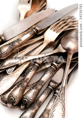 vintage spoon fork and knife macro vintage spoon fork and knife macro 54530785