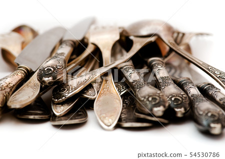 vintage spoon fork and knife close up 54530786