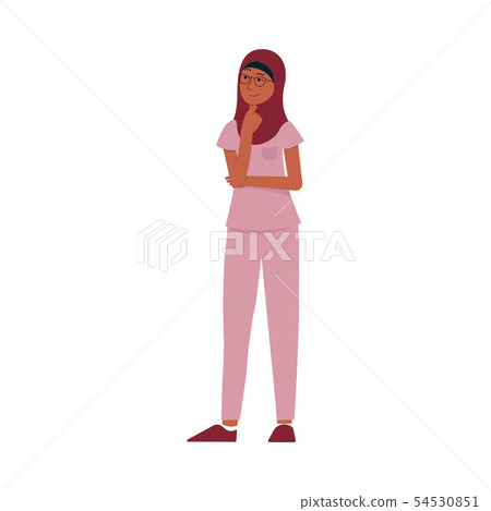 Cartoon Muslim woman in pink hospital uniform... - Stock Illustration  [54530851] - PIXTA
