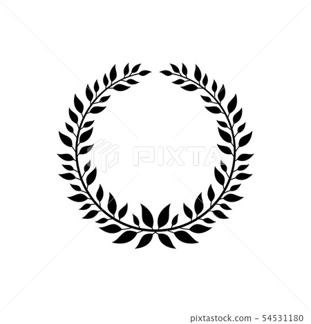 Ornate victory wreath symbol, black laurel symbol for champion award 54531180