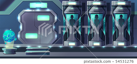 Human cloning laboratory cartoon concept 54531276