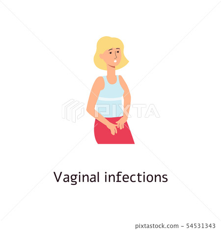 Woman holding her crotch because of vaginal infections cartoon style 54531343