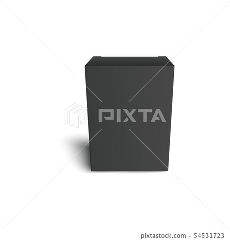Mockup of clean black rectangle cardboard box in front view realistic style 54531723