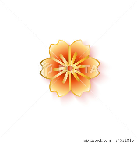 Cherry or citrus flower in Chinese paper style vector illustration isolated. Cherry or citrus flower in Chinese paper style vector illustration isolated. 54531810