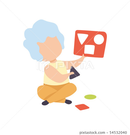 Adorable Little Boy Playing with Sorter Toy Vector Illustration Adorable Little Boy Playing with Sorter Toy Vector Illustration 54532040