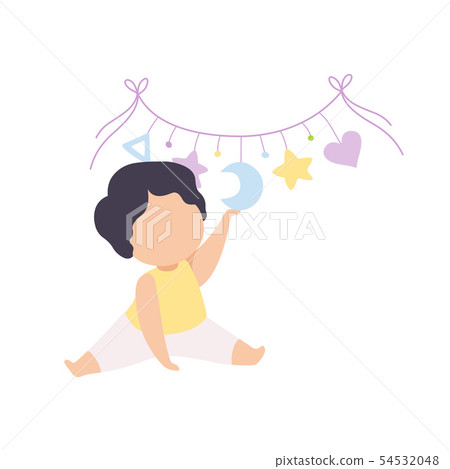 Cute Little Kid Playing with Toy Carousel Vector Illustration Cute Little Kid Playing with Toy Carousel Vector Illustration 54532048