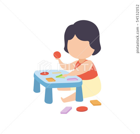 Cute Little Boy Playing with Sorter Toy Vector Illustration Cute Little Boy Playing with Sorter Toy Vector Illustration 54532052