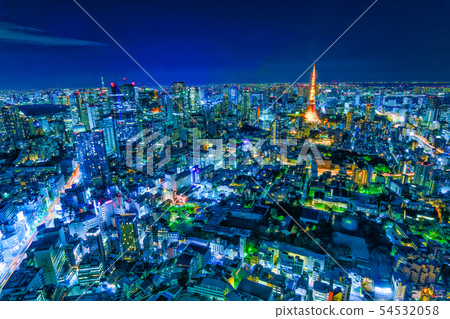 Tokyo central city night view 54532058