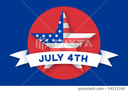 Star with american flag USA and inscription Independence Day 54532160