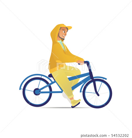 Man or guy rides on a bicycle or bike flat cartoon vector illustration isolated. 54532202