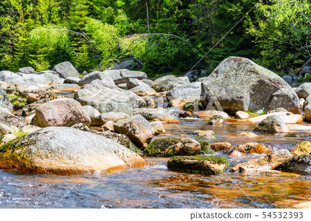 Jizera river full of granite rocks on sunny summer day, Jizera Mountains, Czech Republic 54532393