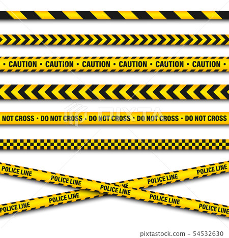 Yellow And Black Barricade Construction Tape.... - Stock Illustration ...