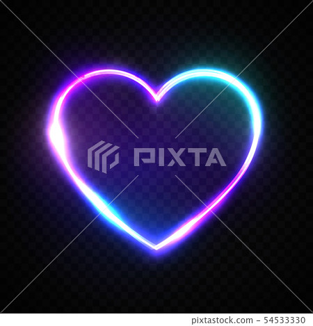 Color 3d bright heart. Electric neon sign. Retro n 54533330