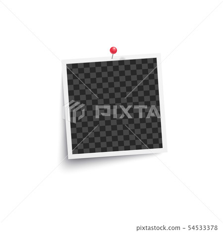 Album blank square empty photo frame pinned to a wall mockup vector isolated. Album blank square empty photo frame pinned to a wall mockup vector isolated. 54533378