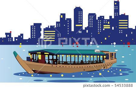 Banquet with night view and houseboat 54533888