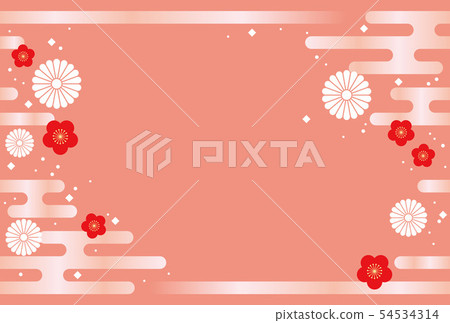 無縫的日本樣式背景新年卡片模板 54534314