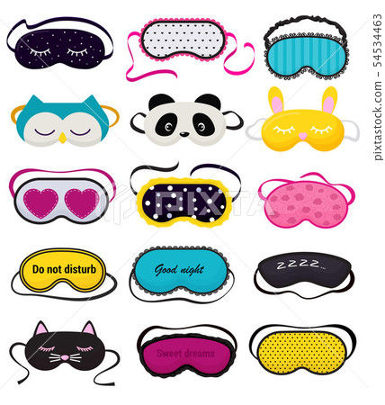 Eye mask vector sleeping night accessory relax resst in traveling illustration set of face sleepy Eye mask vector sleeping night accessory relax resst in traveling illustration set of face sleepy 54534463