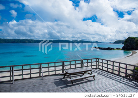 Sun deck of Okinawa old zamami beach Sun deck of Okinawa old zamami beach 54535127