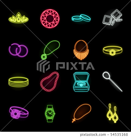 Jewelry and accessories neon icons in set collection for design.Decoration vector symbol stock web Jewelry and accessories neon icons in set collection for design.Decoration vector symbol stock web 54535168