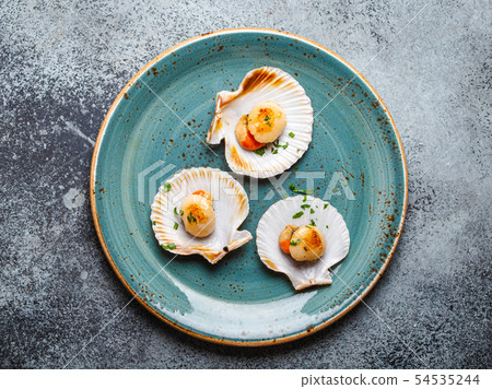 Tasty grilled scallops 54535244