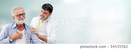 Doctor checking patient health in hospital office. 54535562