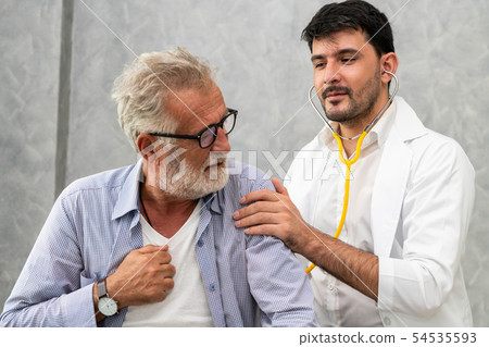 Senior patient visits doctor at the hospital. Senior patient visits doctor at the hospital. 54535593
