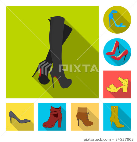 Vector illustration of heel and high logo. Set of heel and stiletto stock vector illustration. 54537002