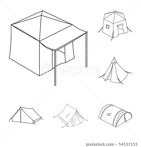 Isolated object of tent and camp icon. Set of tent and forest stock vector illustration. 54537155