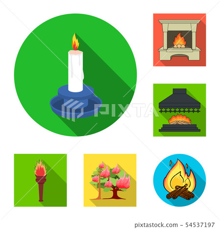 Vector illustration of fire and flame icon. Set of fire and fireball stock symbol for web. 54537197