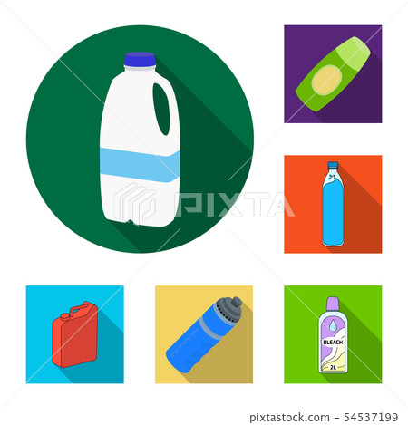 Vector illustration of plastic and container sign. Set of plastic and packaging stock vector 54537199