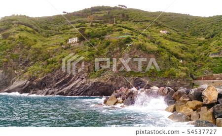 在上海的海洋岩石牆上。 在上海的海洋岩石牆上。 54537727