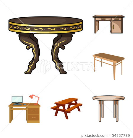 Vector design of and table symbol. Collection of and wooden stock symbol for web. 54537789