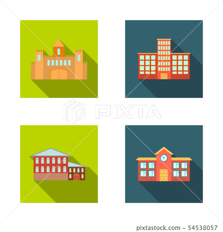 Vector illustration of building and city sign. Set of building and business stock vector 54538057