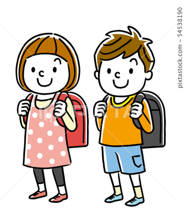 Elementary school boy and girl 54538190