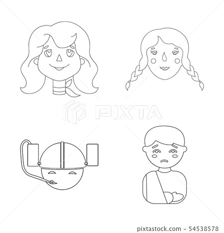 Vector design of girl and boy icon. Collection of girl and school vector icon for stock. 54538578
