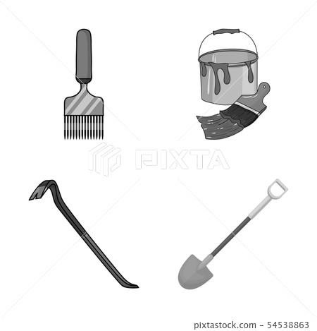 Vector illustration of tool and construction symbol. Set of tool and carpentry stock symbol for web. 54538863