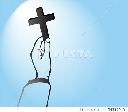 hand holding Cross of Christianity background 54539943