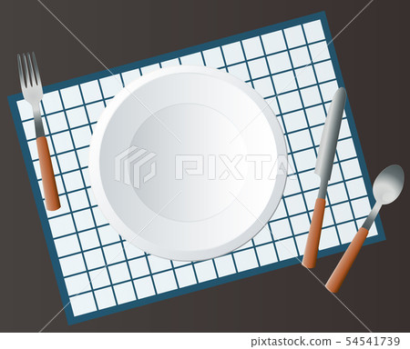 Empty Round Plate with Fork and Knife - Stock Illustration [54541739 ...